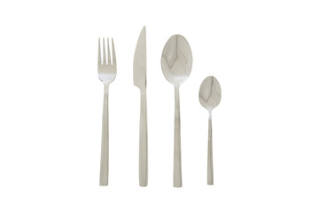 Silverware set fork knife spoons isolated on transparent background