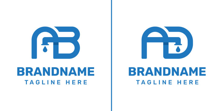Letters AB and AD Pipe Drop Logo, symbolizing plumbing, flow, and reliability