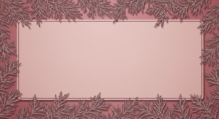 Obraz premium Evergreen Branch Frame on Pink Background