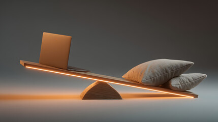 Balancing Work and Leisure A Seesaw Illustrating the Trade-off Between Productivity and Relaxation