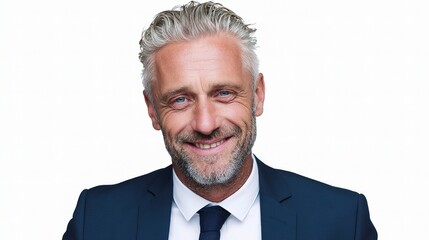 Smiling Mature Businessman Portrait Against White Background