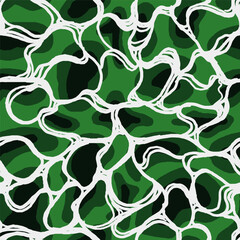 Abstract Fluid Pattern with White Contours and Green Tonal Design Representing Water Texture