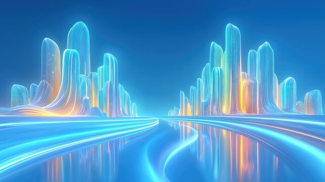 Futuristic neon - lit cityscape