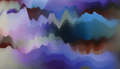 Vectored blue and purple abstract starry mountain landscape with misty morning clouds