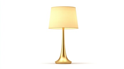 Fototapeta premium Elegant golden table lamp with cream shade