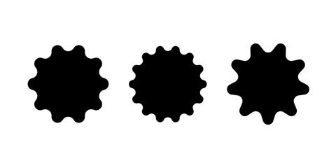 Simple sticker like sign - circle with sharp waves edge . Vector Illustration