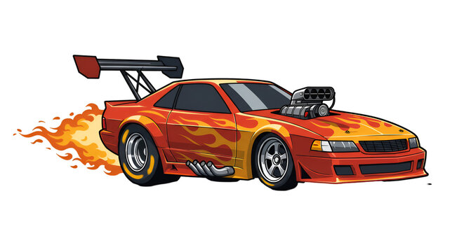 Fast, flaming race car