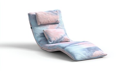 Relaxing chaise lounge with soft, pastel tie-dye fabric