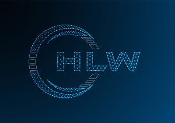 HLW low poly letter logo vector design. HLW lower poly logo design.