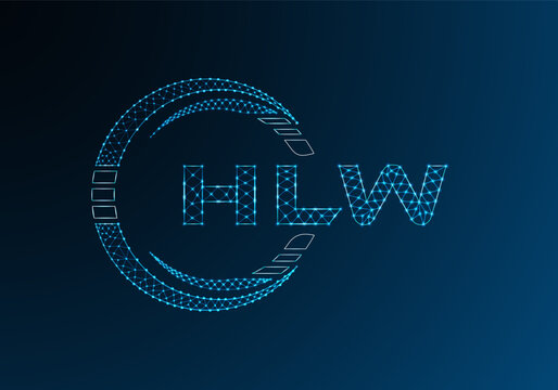 HLW low poly letter logo vector design. HLW lower poly logo design.