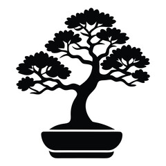 Bonsai Tree Silhouette in Pot