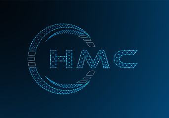 HMC low poly letter logo vector design. HMC lower poly logo design.