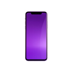 Purple smartphone mockup isolated on 3d ui ux app on transparent background
