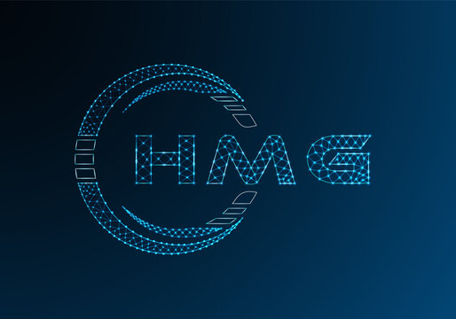 HMG low poly letter logo vector design. HMG lower poly logo design.