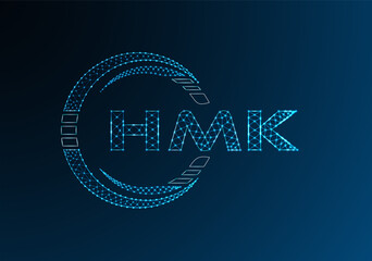 HMK low poly letter logo vector design. HMK lower poly logo design.