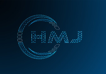 Naklejka premium HMJ low poly letter logo vector design. HMJ lower poly logo design.