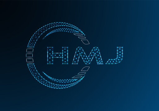 HMJ low poly letter logo vector design. HMJ lower poly logo design.