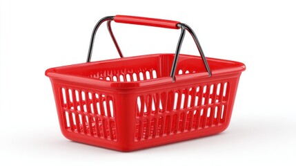 Fototapeta premium Empty red plastic shopping basket