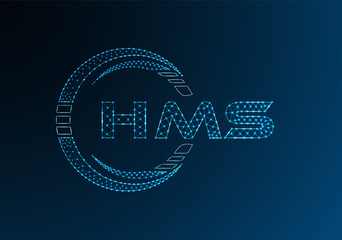 HMS low poly letter logo vector design. HMS lower poly logo design.