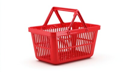 Fototapeta premium Empty red plastic shopping basket (1)
