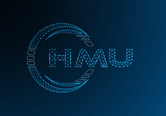 HMU low poly letter logo vector design. HMU lower poly logo design.