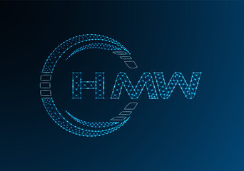 HMW low poly letter logo vector design. HMW lower poly logo design.