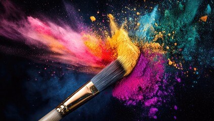 Fototapeta premium Colorful paint explosion on a brush