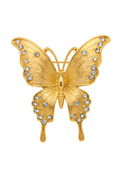 Gold butterfly brooch with rhinestones