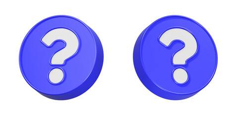 Question mark FAQ icon button 3d rendering