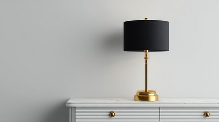 Obraz premium Stylish black lamp on a white marble table