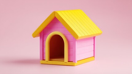 Playful pink and yellow dog house