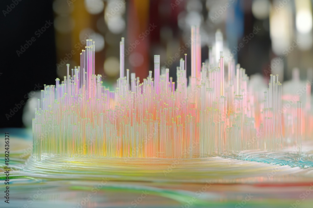 Aufkleber fiber optic cables visually represented with vibrant colors and abstract formations in a digital env