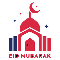 Obraz premium Eid Mubarak Festive Mosque Illustration