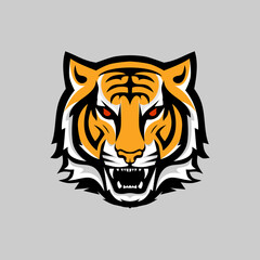 fierce roaring tiger head logo illustration