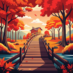 bridge in autumn park