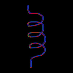 Neon Spiral Spring Line – Colorful Glowing, vibrant Twisted Shape isolated on black background. Hand drawn Geometric Shape.