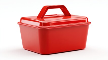 Red plastic food container with handle (1)