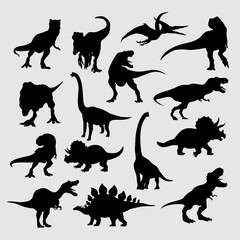 various prehistoric dinosaur silhouettes