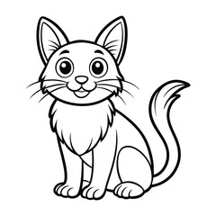 A cute cartoon cat or kitten with a funny tail is a vector illustration of a domestic animal or pet sitting