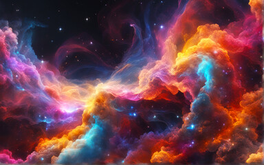 hair of god abstract colorful of galaxy nebular with stars and smoke on the space in universe background