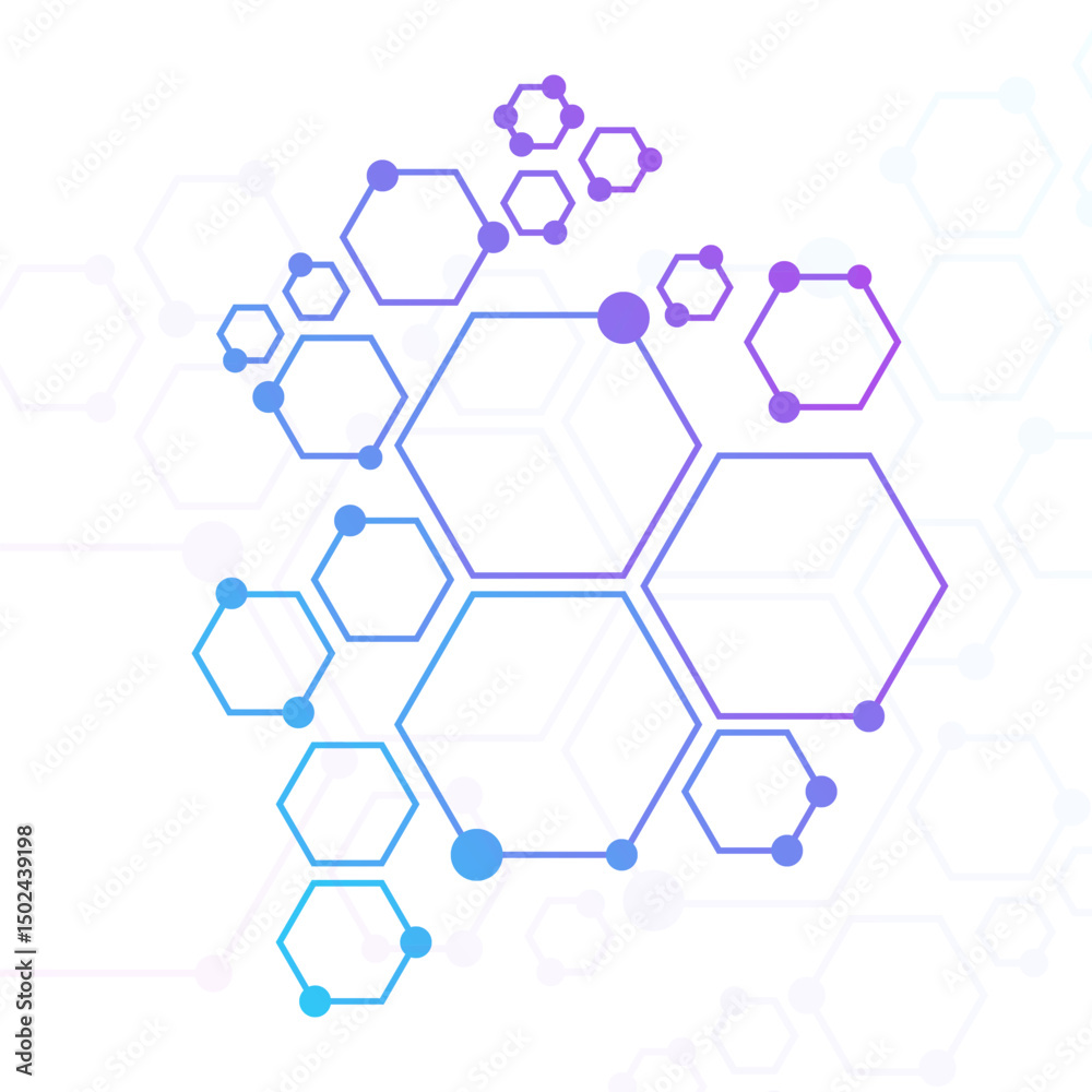 Poster abstract technology hexagon background. molecule structure abstract tech. digital technology concept