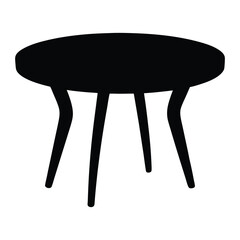 round glass coffee table silhouette vector white background.