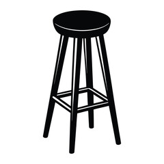 Old black and white wooden chair isolated on white