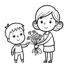 Obraz premium boy and girl holding flowers