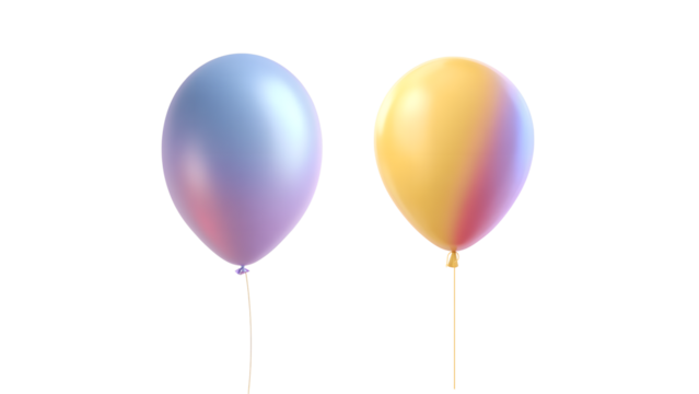 Two balloons, blue and yellow, isolated on transparent background - Powered by Adobe