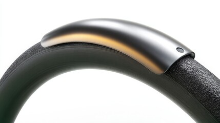 Modern metallic bicycle fender on black tire isolated. Generative AI