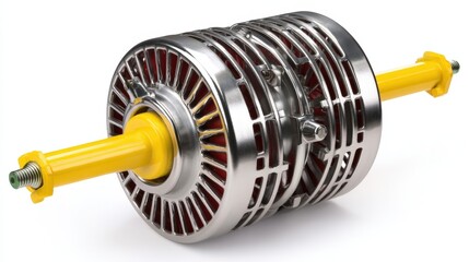 Metal alternator car part isolated on white background. Generative AI