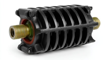 Metal alternator part isolated on white background. Generative AI