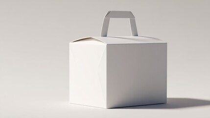 Blank white food takeout box with handle (1)