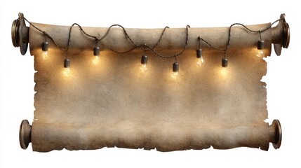 Antique scroll with string lights